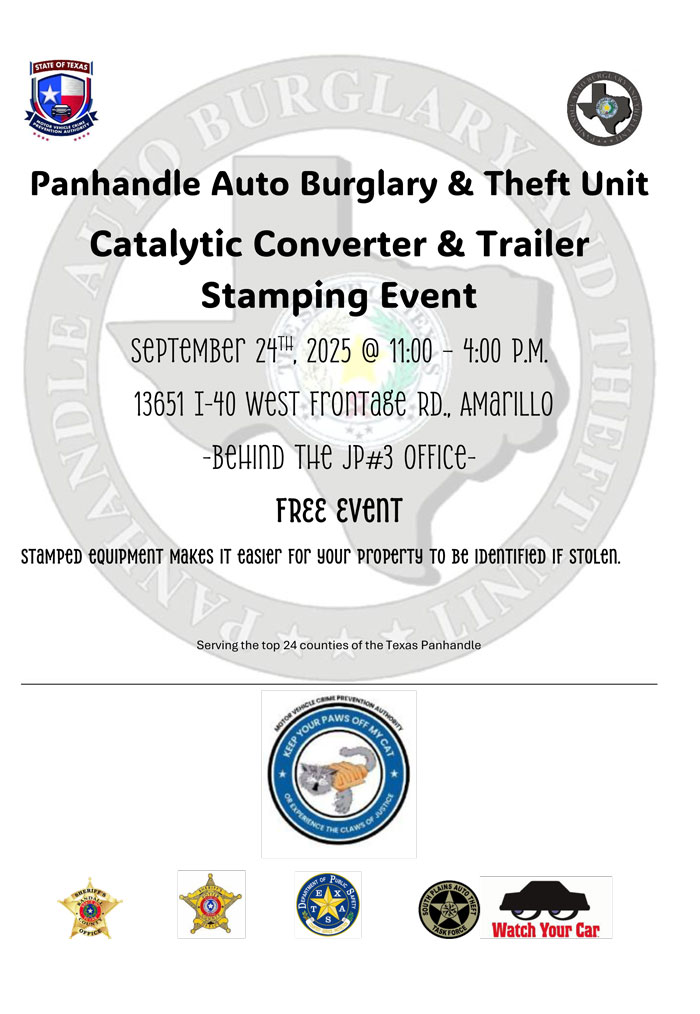 Panhandle Auto Burglary & Theft Unit Catalytic Converter & Trailer Stamping Event